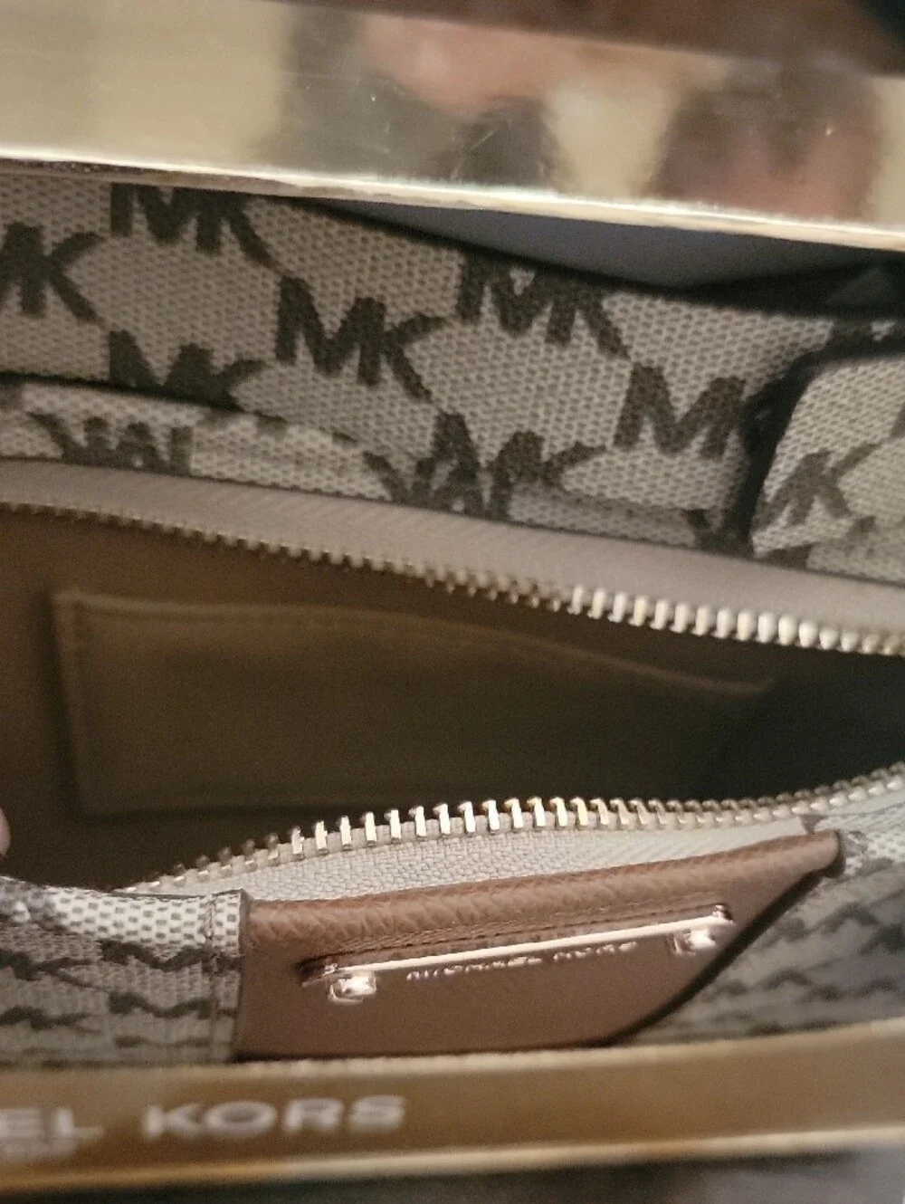 Michael Kors Beige & Brown MK Logo Adjustable Belt Bag